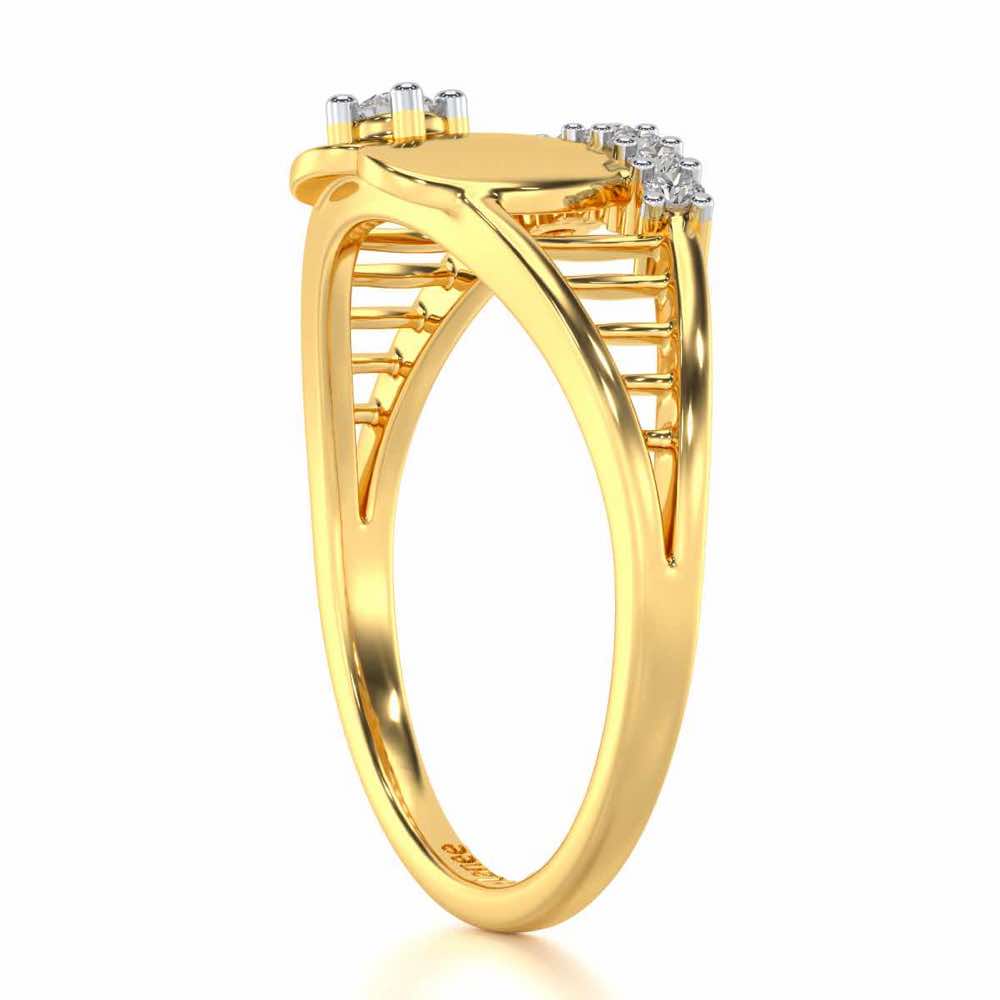 Lattice Heart Silver Ring - Yellow Gold - Image 3