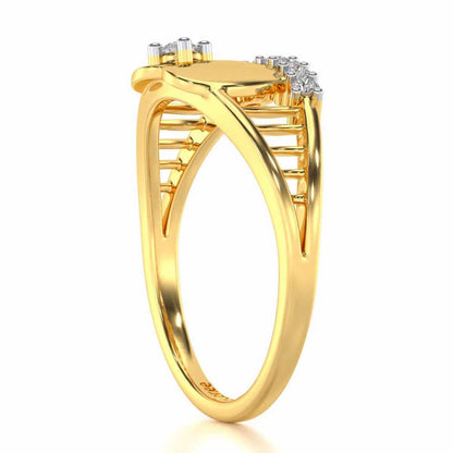 Lattice Heart Silver Ring - Yellow Gold - Image 3