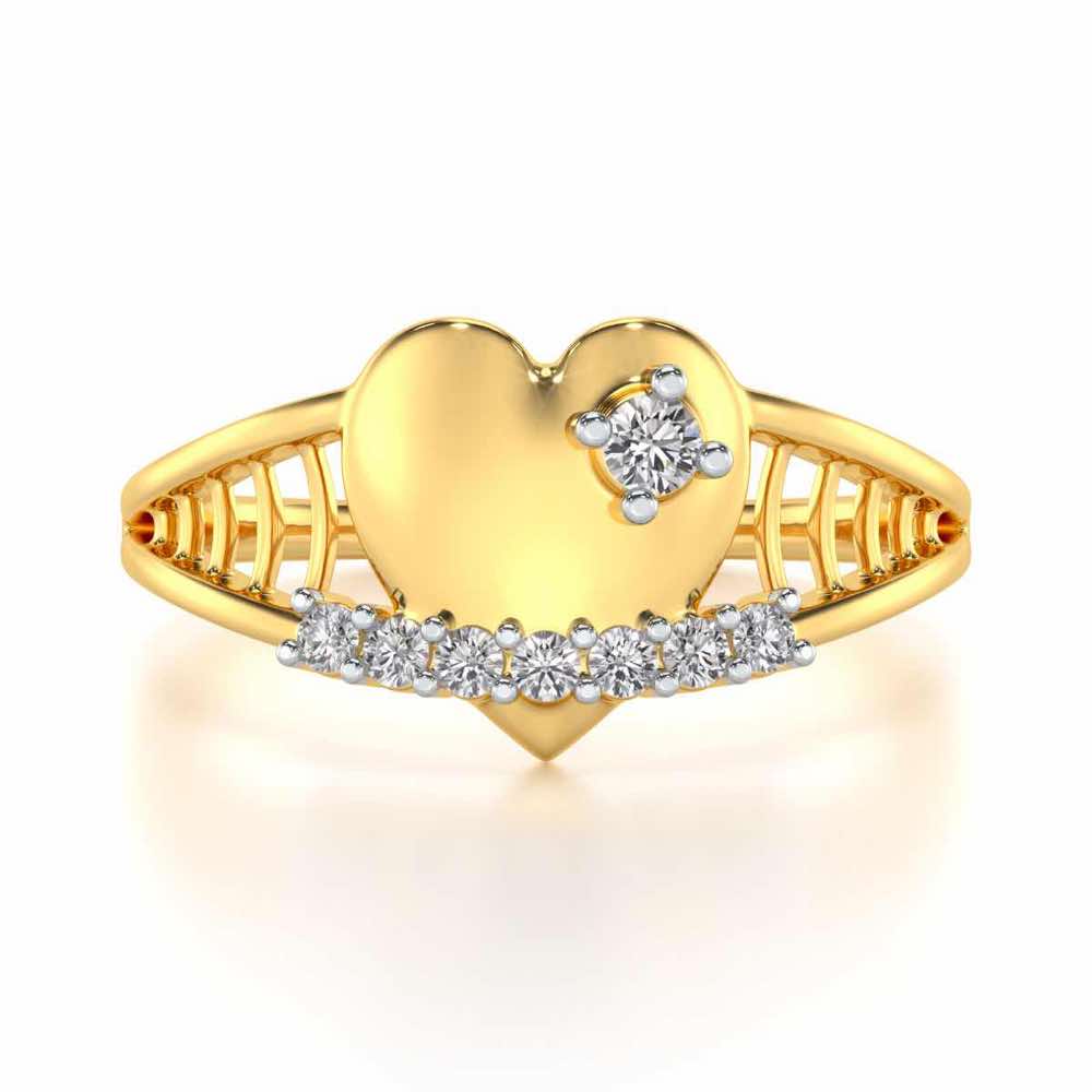 Lattice Heart Silver Ring - Yellow Gold - Image 4