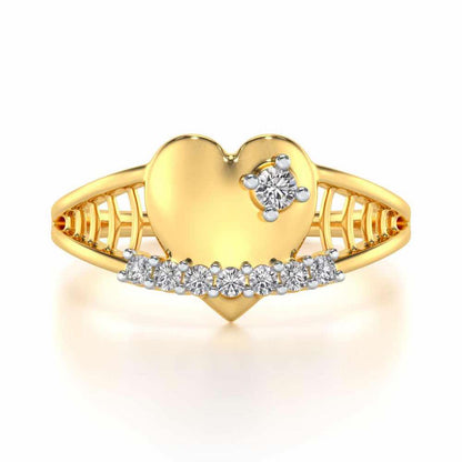Lattice Heart Silver Ring - Yellow Gold - Image 4