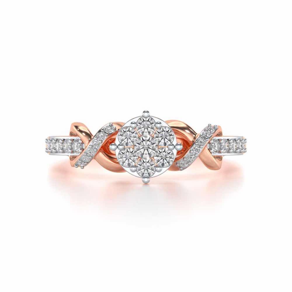Lattice Shine Silver Ring - Rose Gold - Image 4