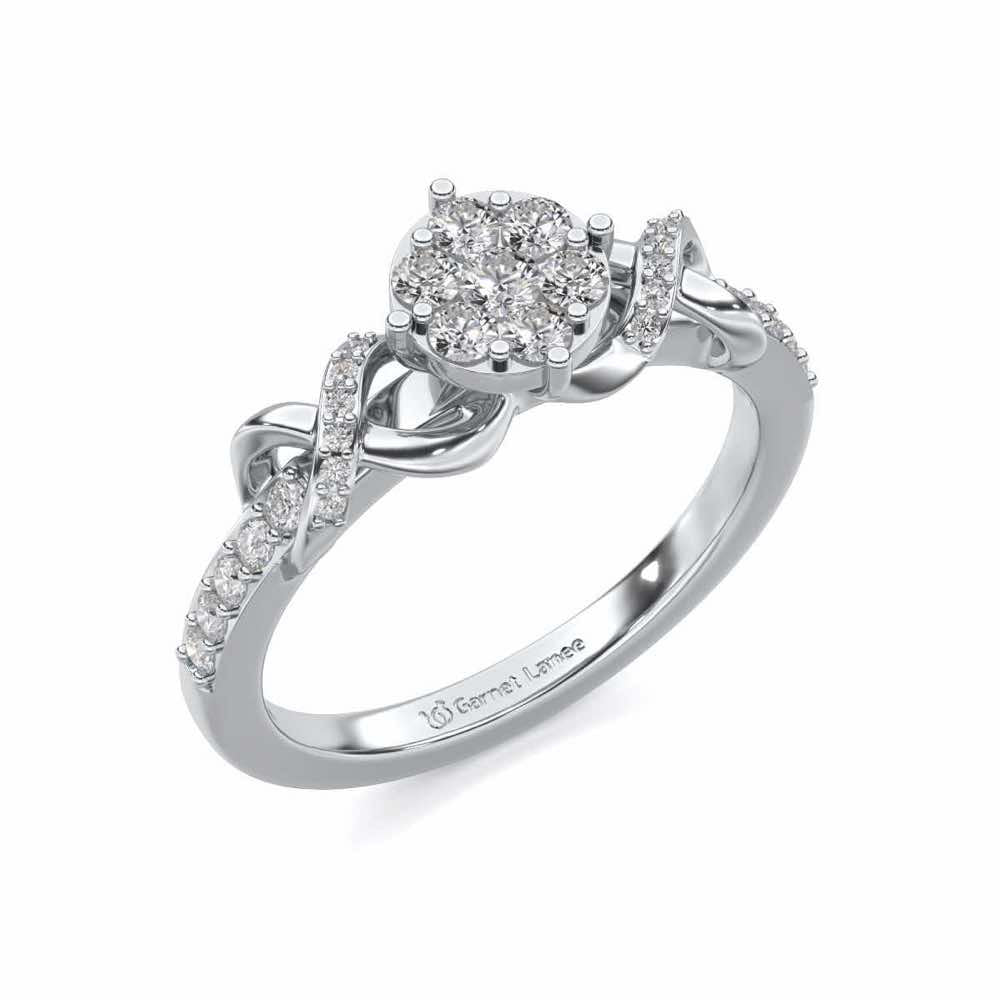 Lattice Shine Silver Ring - White Gold - Image 1