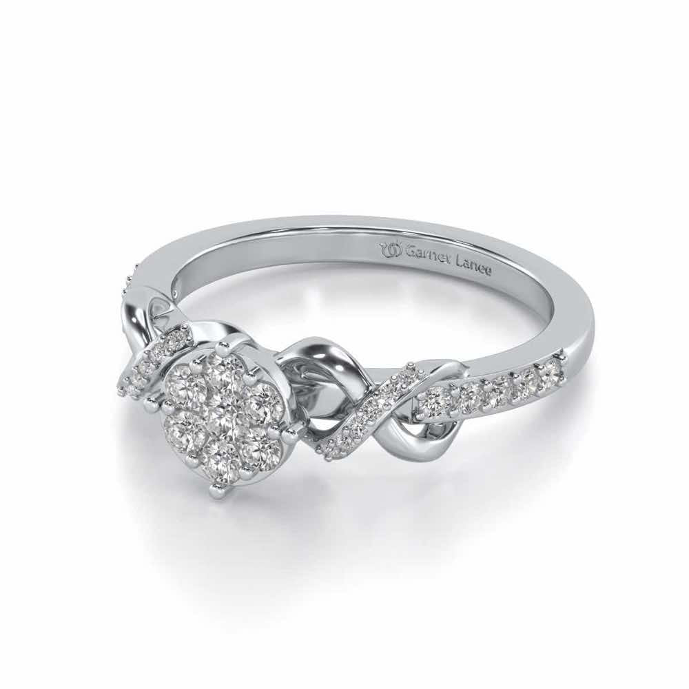 Lattice Shine Silver Ring - White Gold - Image 2