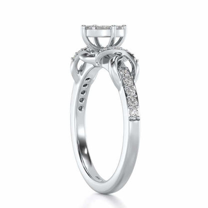 Lattice Shine Silver Ring - White Gold - Image 3