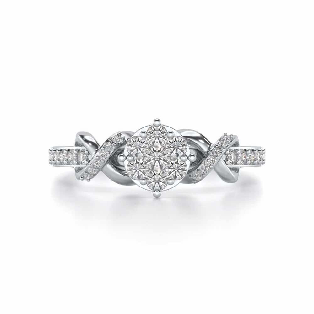 Lattice Shine Silver Ring - White Gold - Image 4