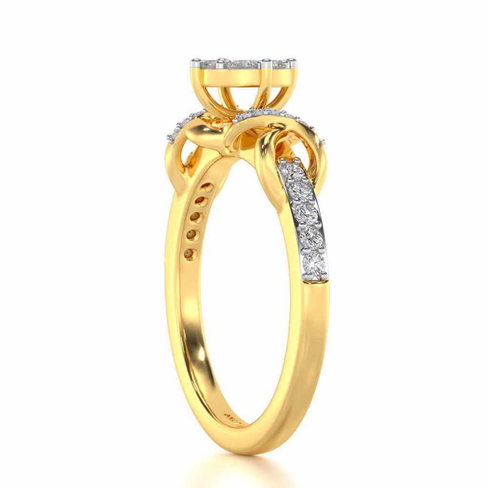 Lattice Shine Silver Ring - Yellow Gold - Image 3
