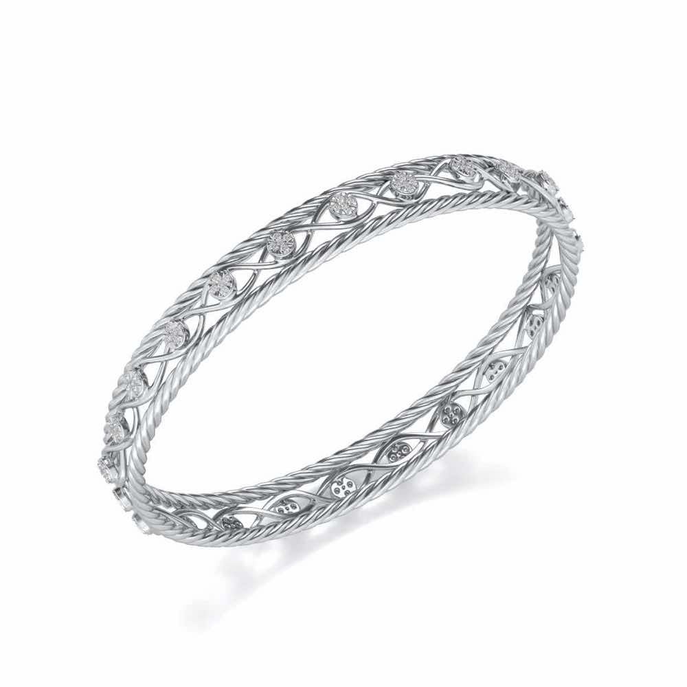 Lavish Glow Silver Bangles - White Gold - Image 1