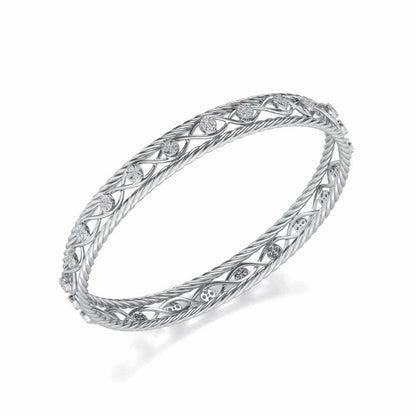 Lavish Glow Silver Bangles - White Gold - Image 1