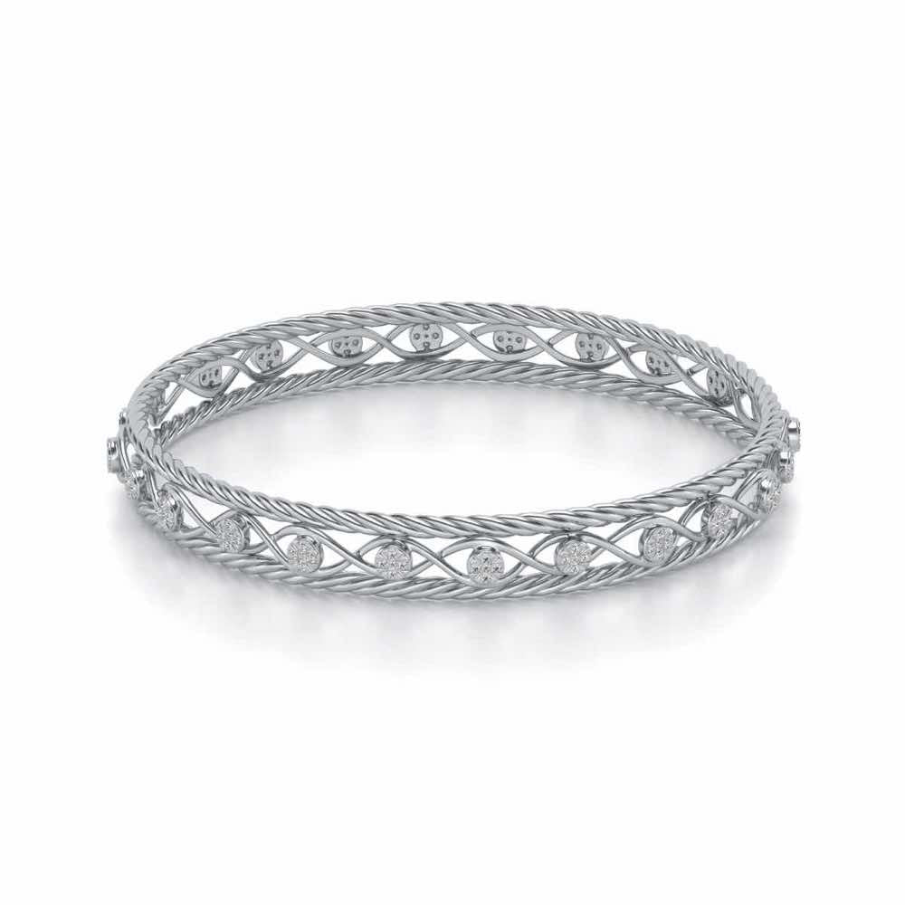 Lavish Glow Silver Bangles - White Gold - Image 2