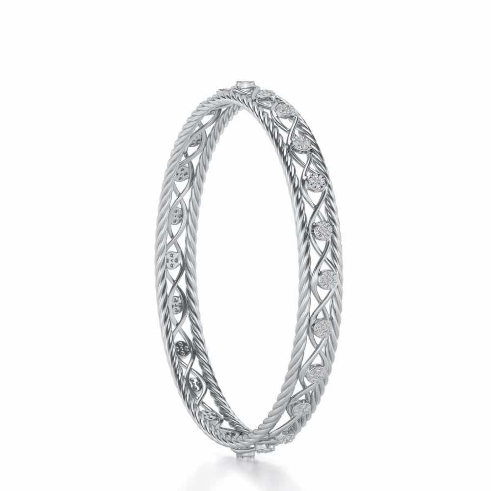 Lavish Glow Silver Bangles - White Gold - Image 3