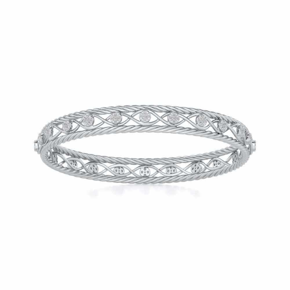 Lavish Glow Silver Bangles - White Gold - Image 4