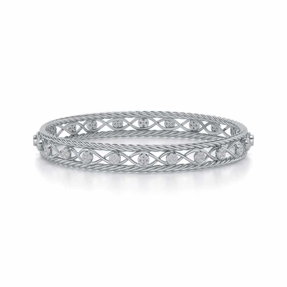 Lavish Glow Silver Bangles - White Gold - Image 5