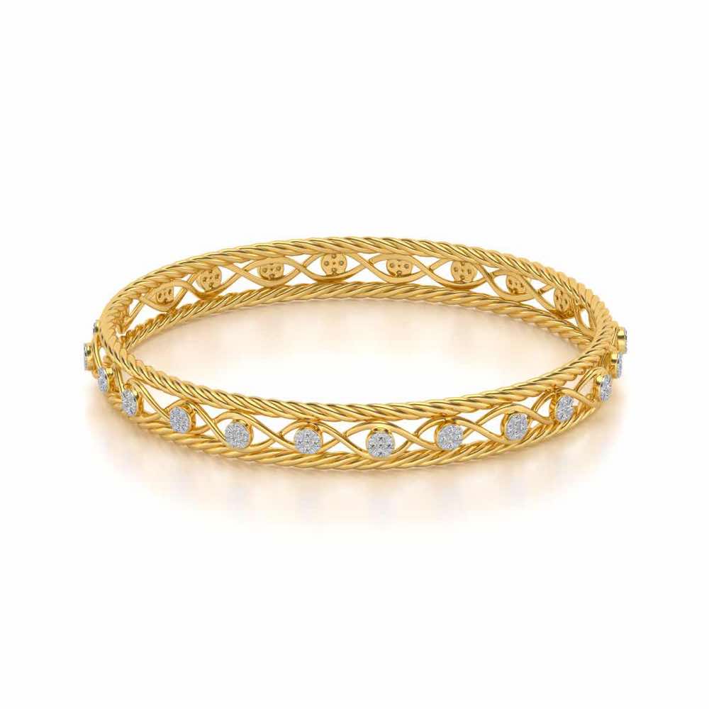 Lavish Glow Silver Bangles - Yellow Gold - Image 2