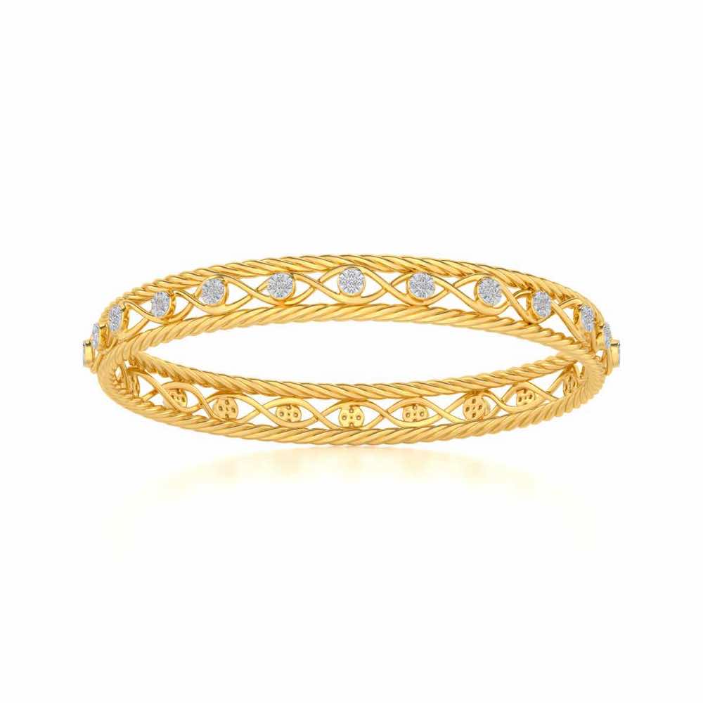 Lavish Glow Silver Bangles - Yellow Gold - Image 4