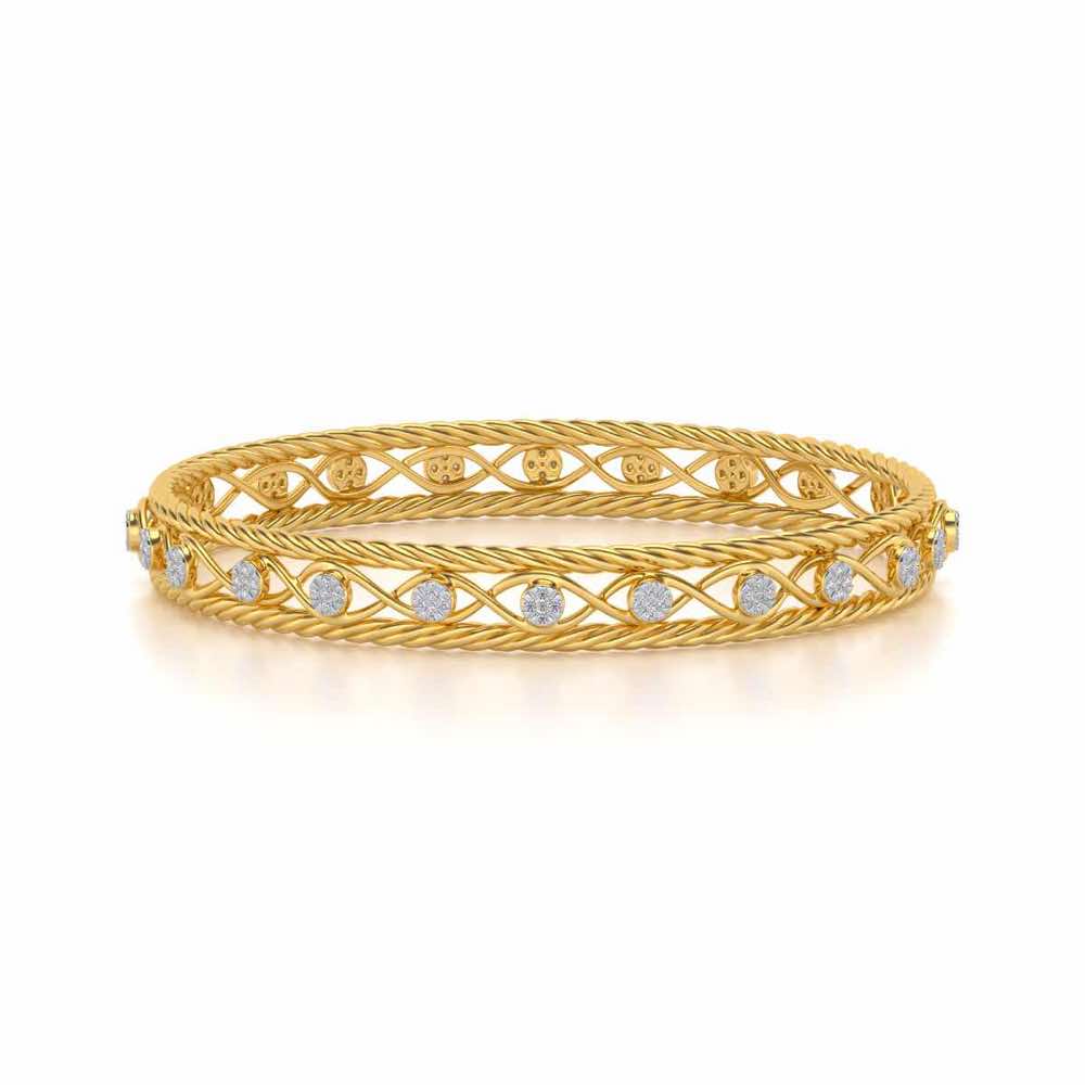Lavish Glow Silver Bangles - Yellow Gold - Image 5