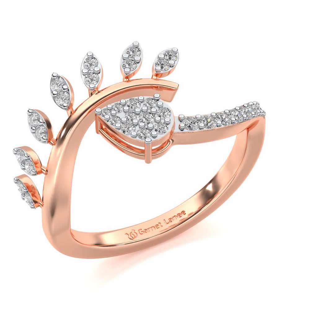 Leaf Bouquet Silver Ring - Rose Gold - Image 1