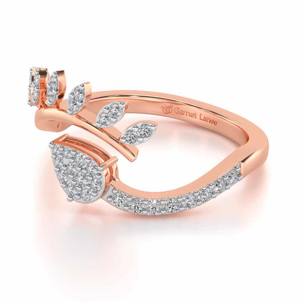 Leaf Bouquet Silver Ring - Rose Gold - Image 2