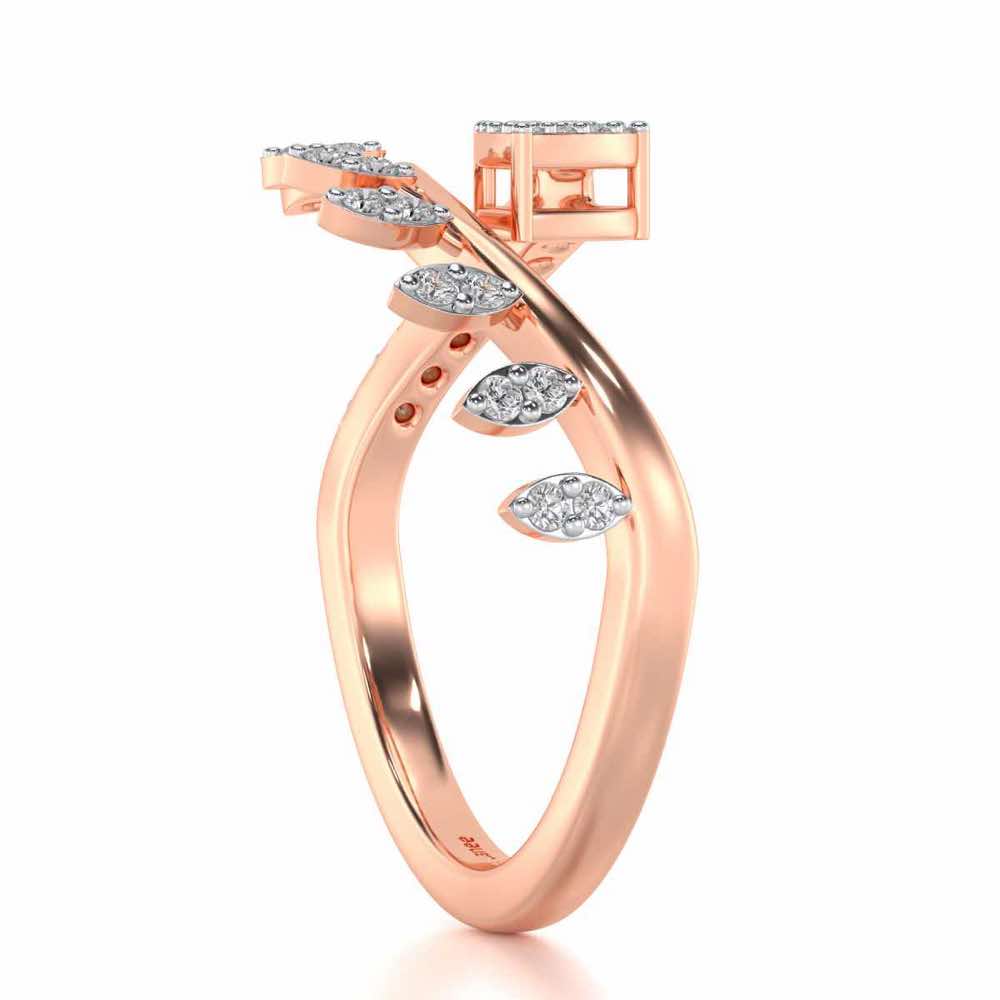 Leaf Bouquet Silver Ring - Rose Gold - Image 3