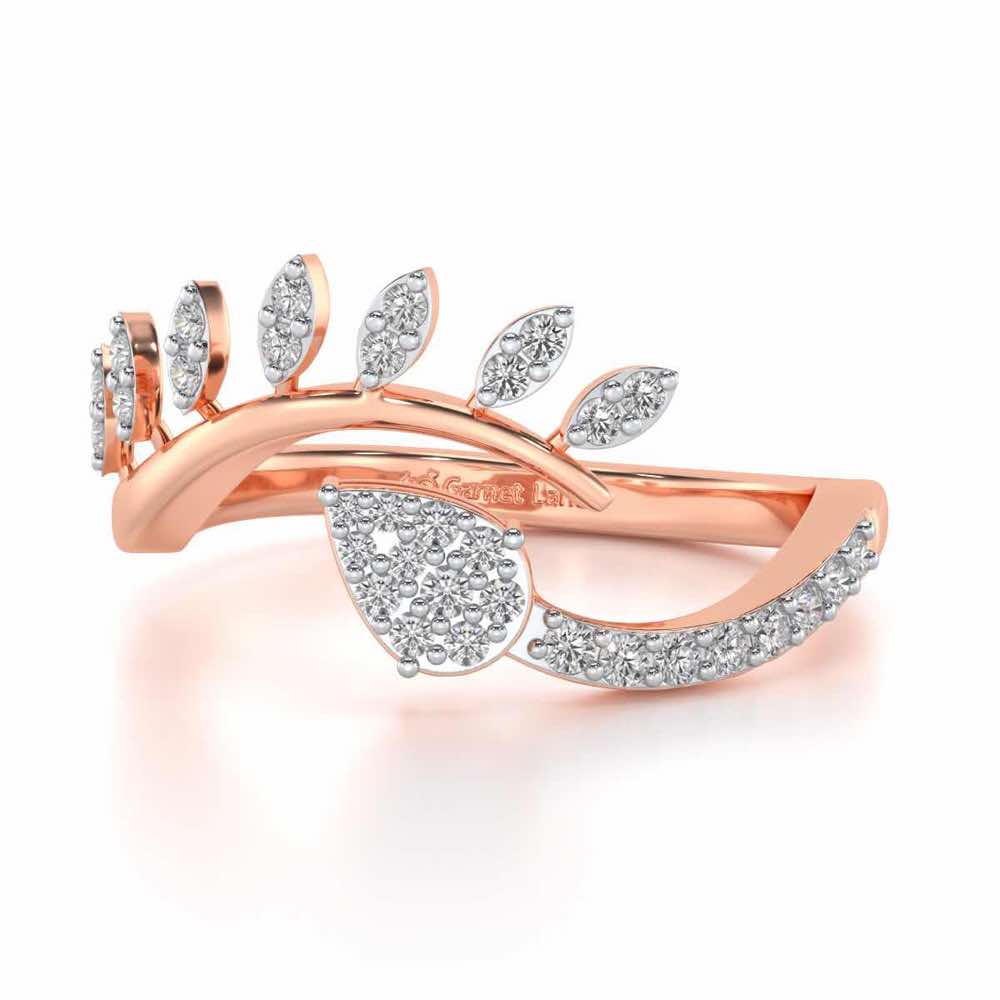 Leaf Bouquet Silver Ring - Rose Gold - Image 4