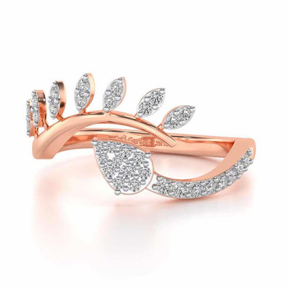 Leaf Bouquet Silver Ring - Rose Gold - Image 4