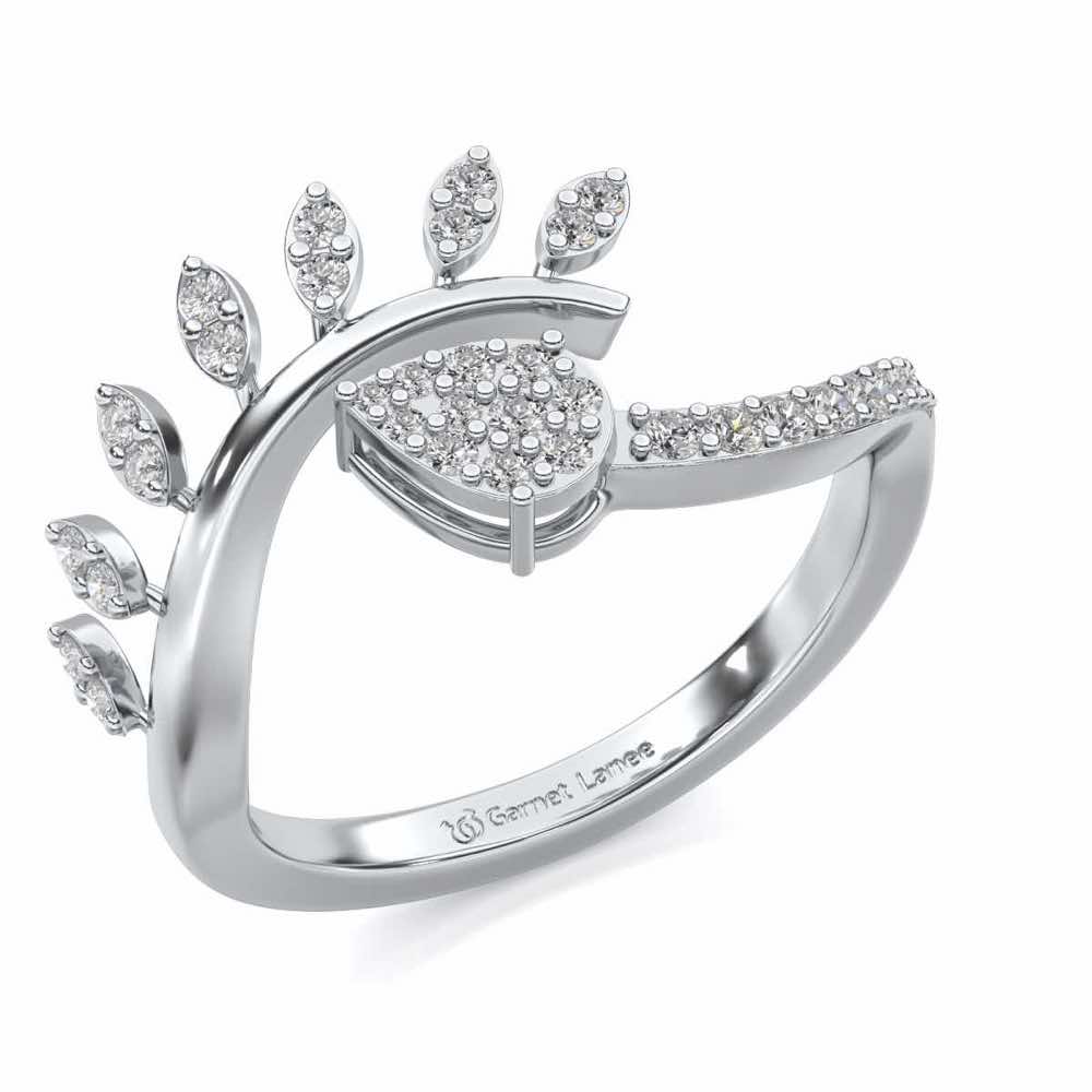 Leaf Bouquet Silver Ring - White Gold - Image 1