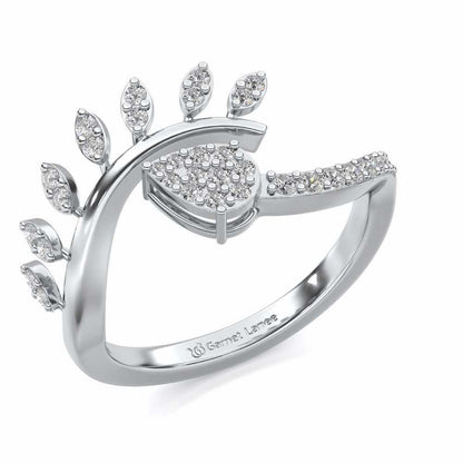 Leaf Bouquet Silver Ring - White Gold - Image 1