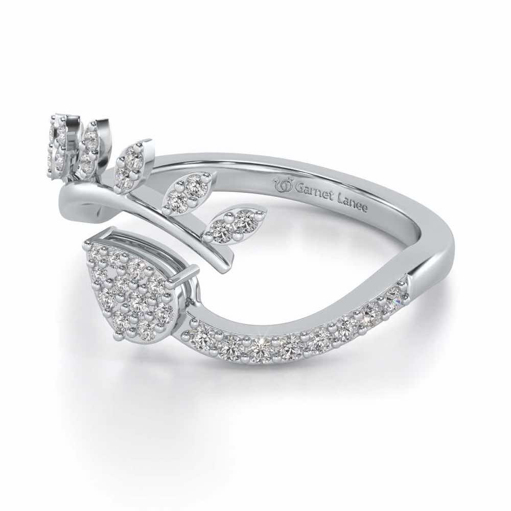 Leaf Bouquet Silver Ring - White Gold - Image 2