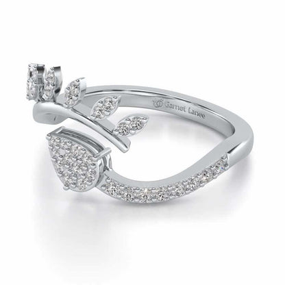 Leaf Bouquet Silver Ring - White Gold - Image 2