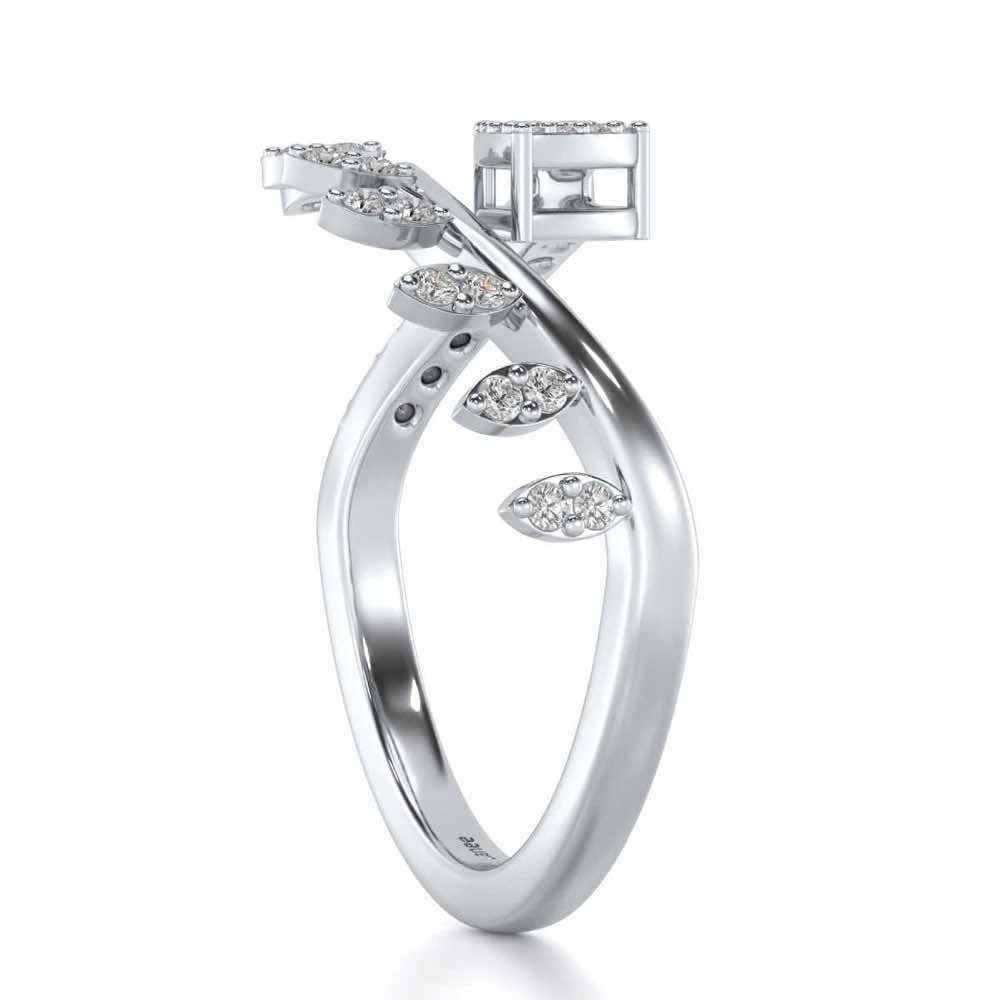 Leaf Bouquet Silver Ring - White Gold - Image 3