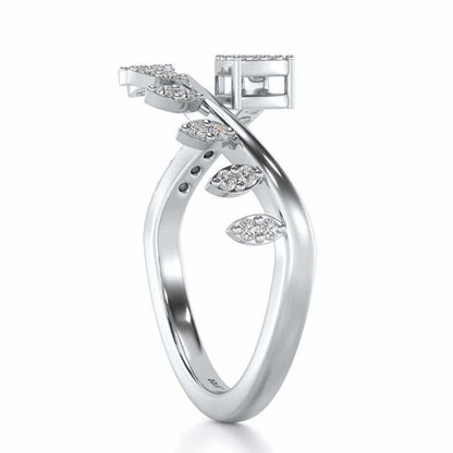 Leaf Bouquet Silver Ring - White Gold - Image 3