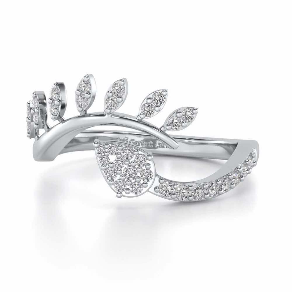 Leaf Bouquet Silver Ring - White Gold - Image 4