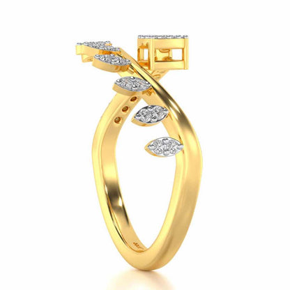 Leaf Bouquet Silver Ring - Yellow Gold - Image 3