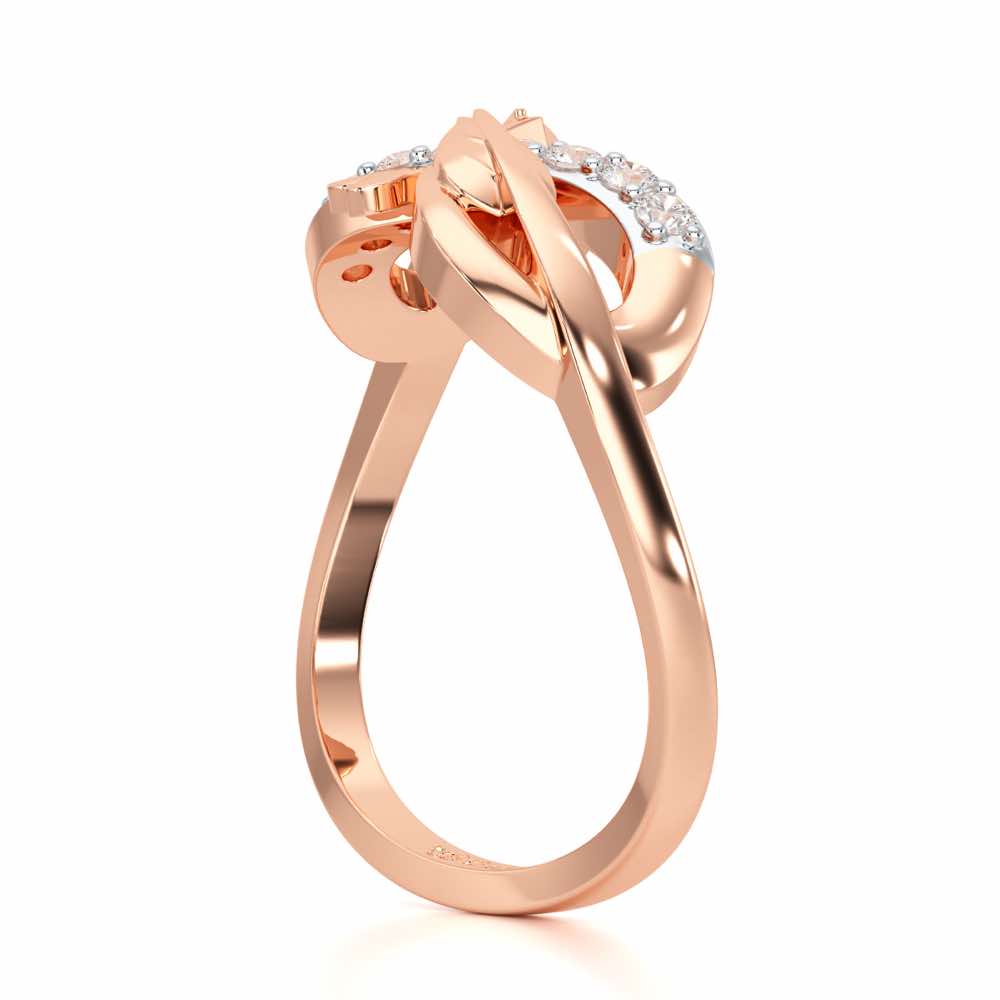 Leaf Bow Silver Ring - Rose Gold - Image 3