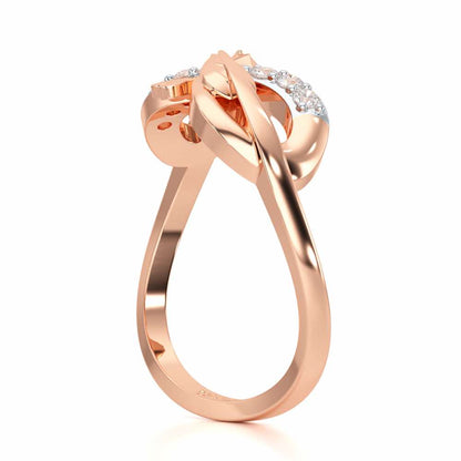 Leaf Bow Silver Ring - Rose Gold - Image 3