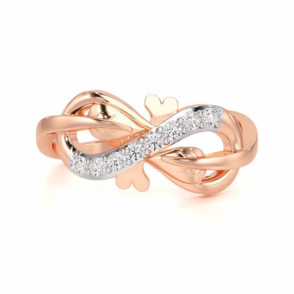Leaf Bow Silver Ring - Rose Gold - Image 4
