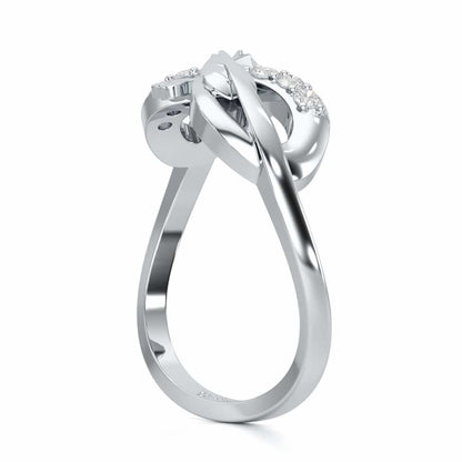Leaf Bow Silver Ring - White Gold - Image 3