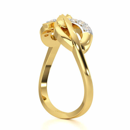 Leaf Bow Silver Ring - Yellow Gold - Image 3