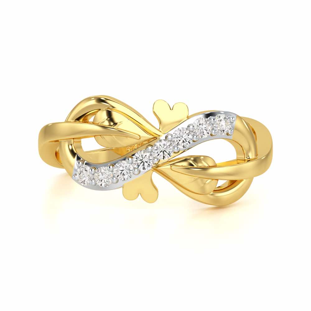 Leaf Bow Silver Ring - Yellow Gold - Image 4