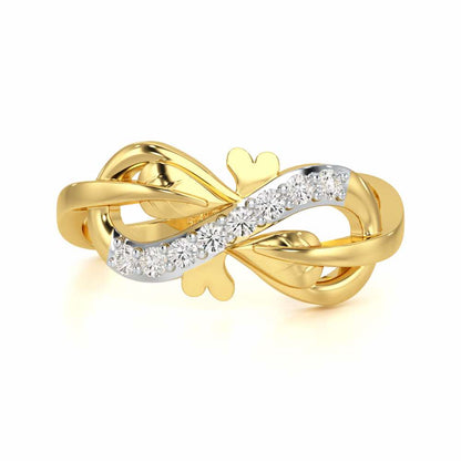Leaf Bow Silver Ring - Yellow Gold - Image 4