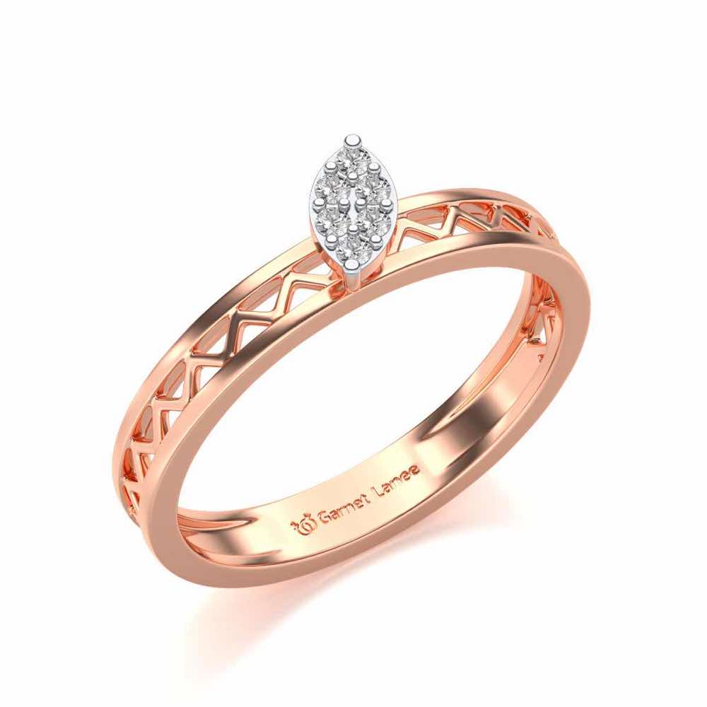 Leaf Silver Band Ring - Rose Gold - Image 1