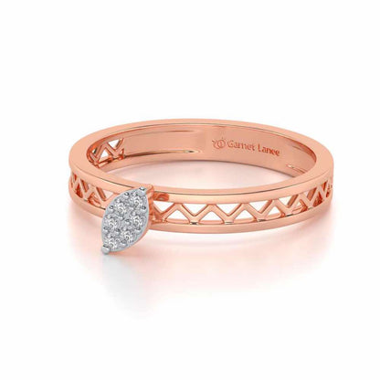 Leaf Silver Band Ring - Rose Gold - Image 2