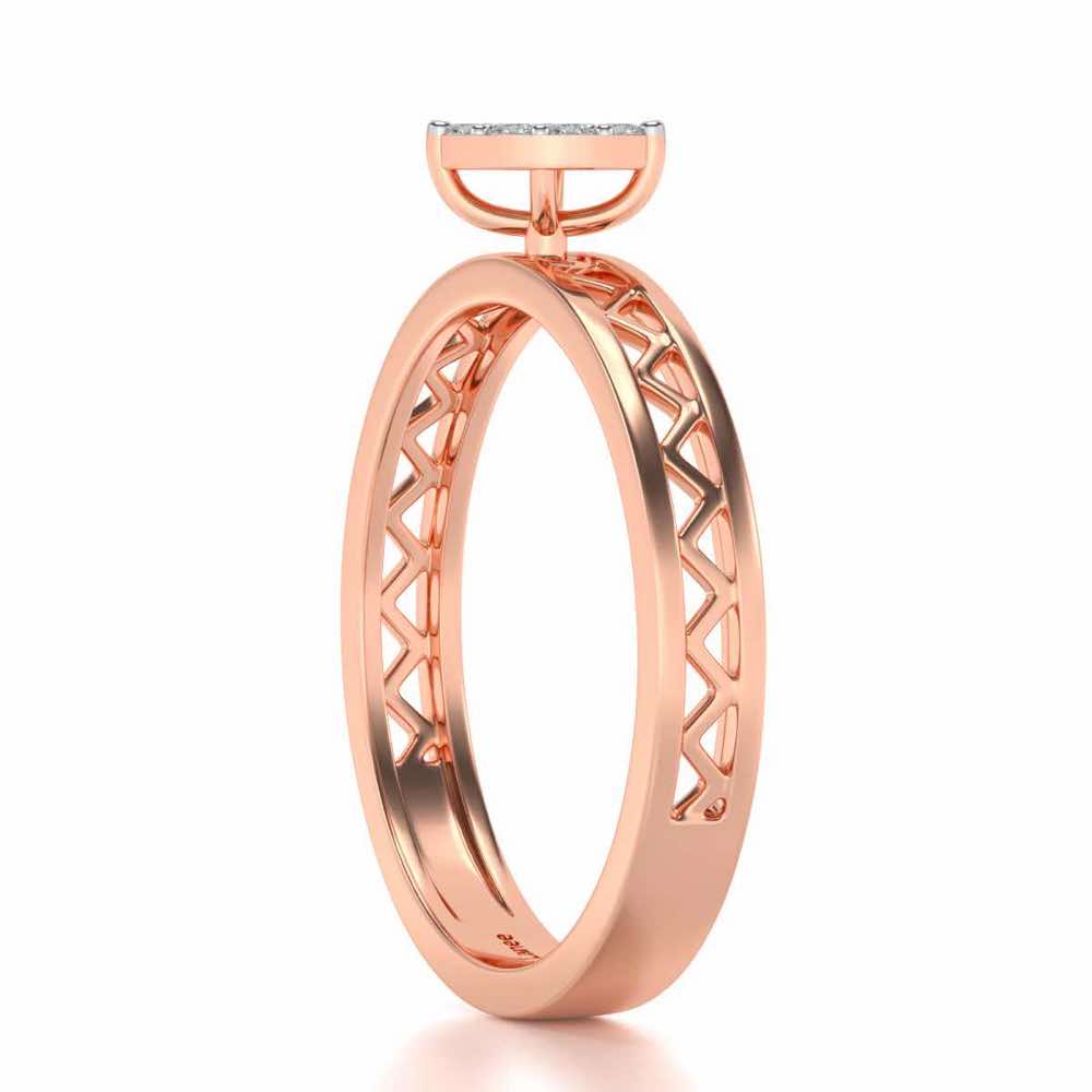 Leaf Silver Band Ring - Rose Gold - Image 3