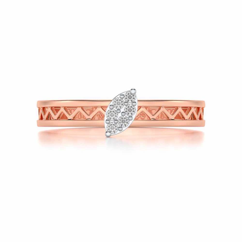 Leaf Silver Band Ring - Rose Gold - Image 4