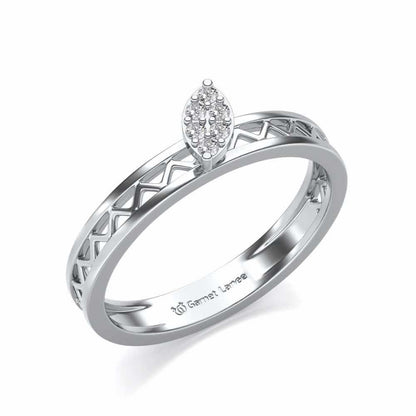 Leaf Silver Band Ring - White Gold - Image 1