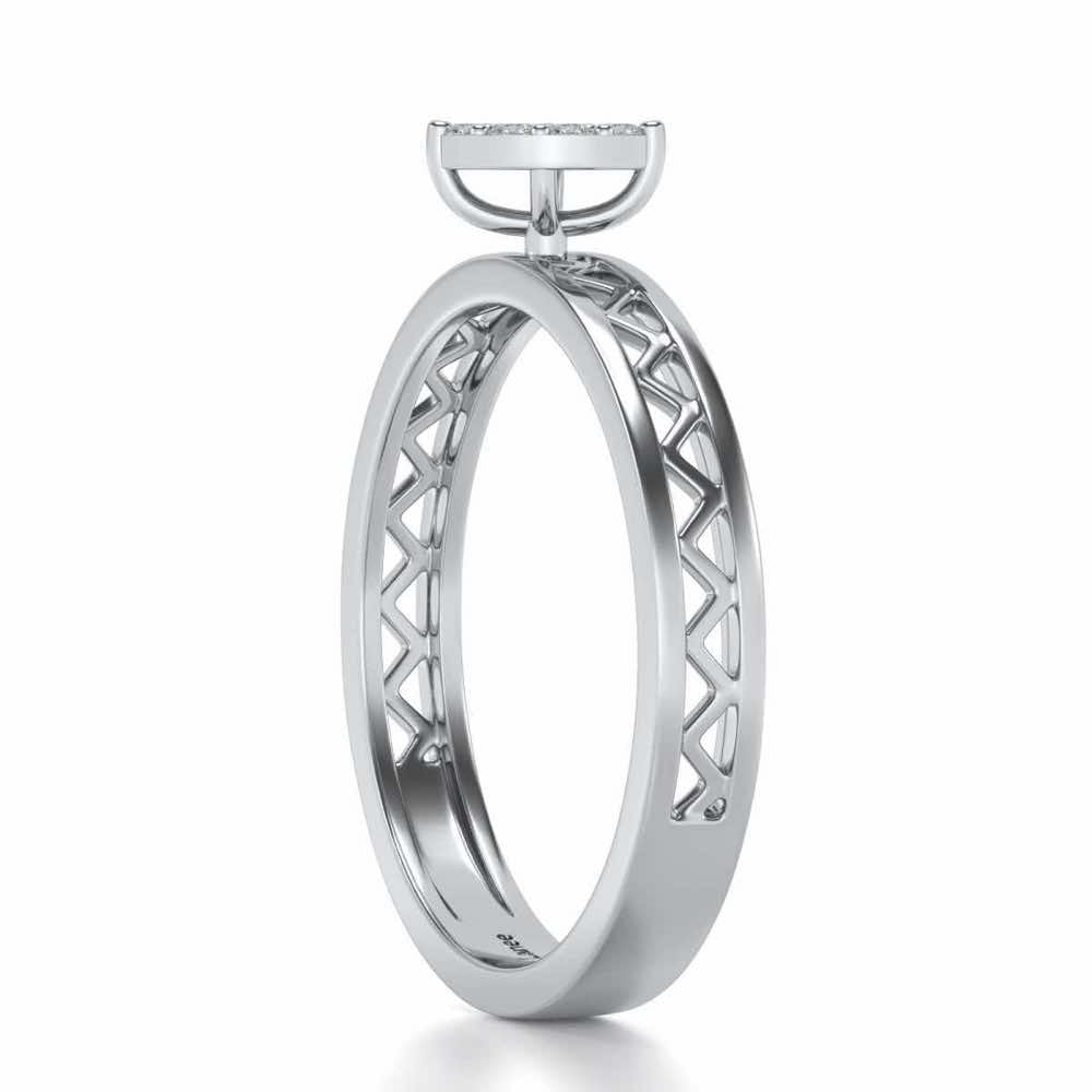 Leaf Silver Band Ring - White Gold - Image 3