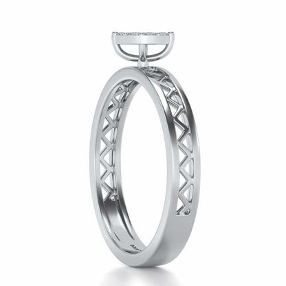 Leaf Silver Band Ring - White Gold - Image 3