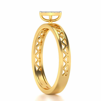 Leaf Silver Band Ring - Yellow Gold - Image 3