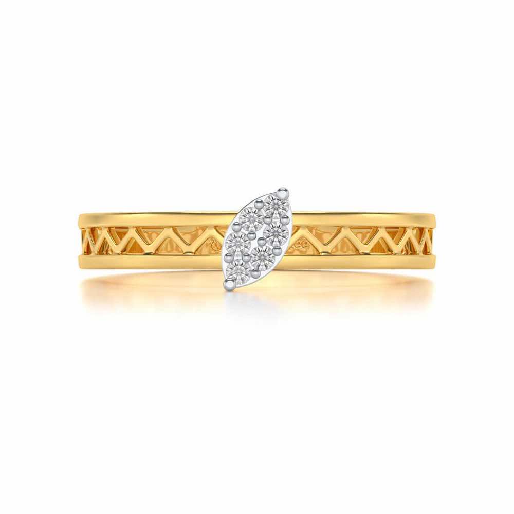 Leaf Silver Band Ring - Yellow Gold - Image 4