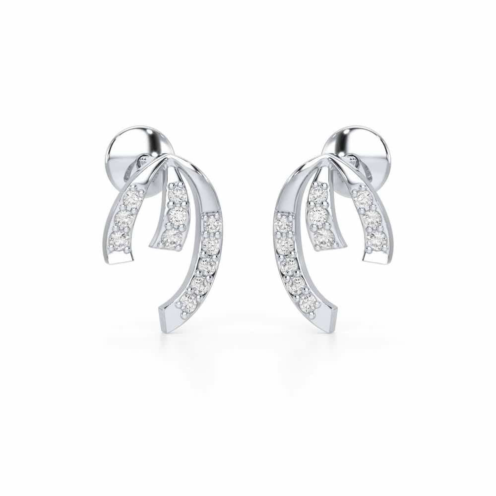 Leaf of Light Silver Earrings - White Gold - Image 1