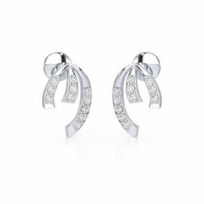 Leaf of Light Silver Earrings - White Gold - Image 1